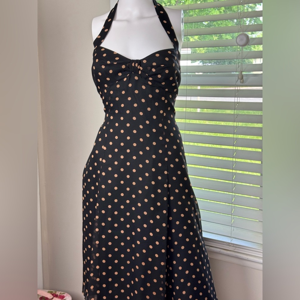 Maggy London Black and Tan Halter Dress Size 10